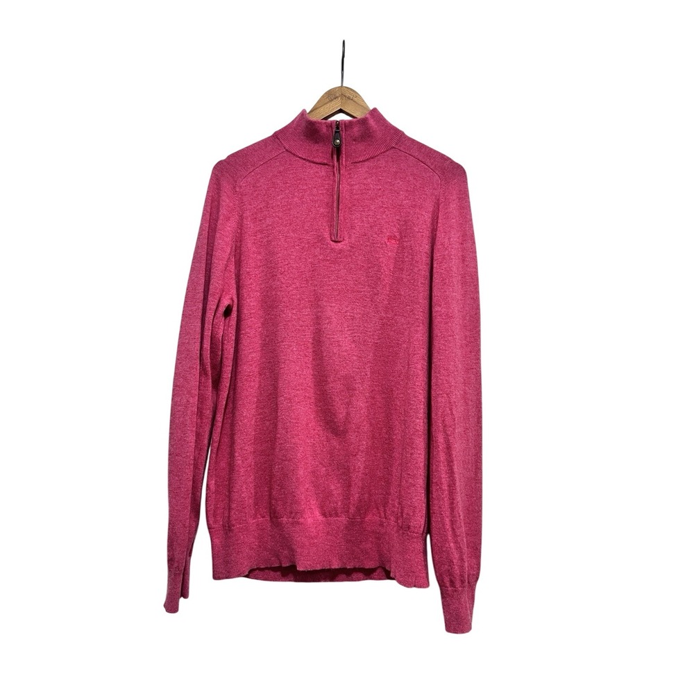 Southern Tide Pullover Sweater Mens Medium Pink 1/4 Zip Long Sleeve